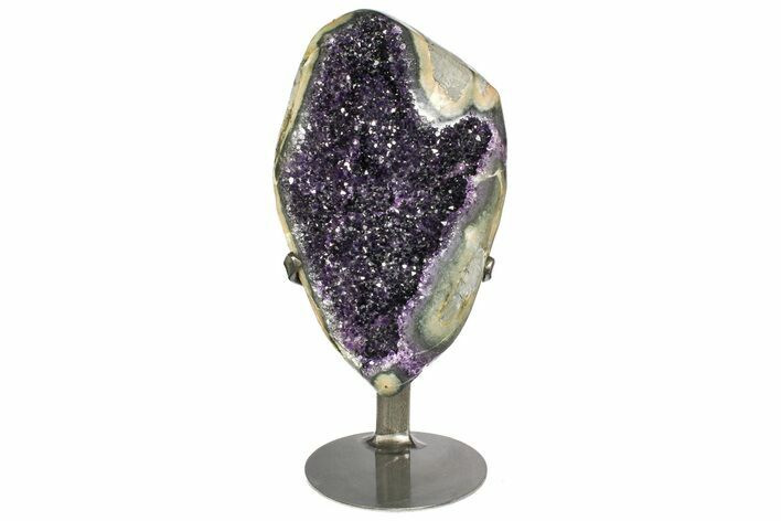Amethyst Geode Section With Metal Stand - Uruguay #153465